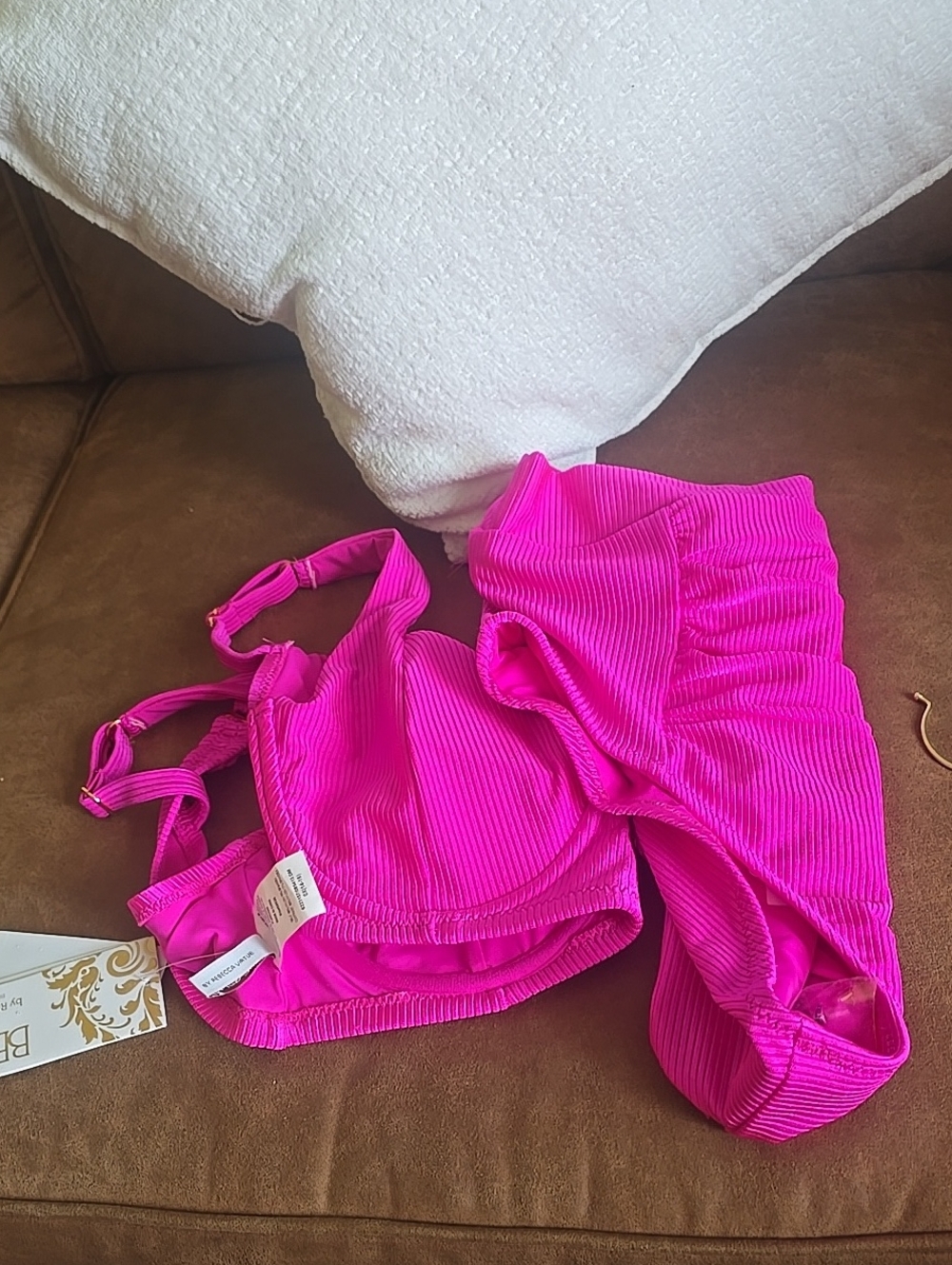 Becca ! Hot Pink Ribbed  Bikini Set - - Picture 6 of 6